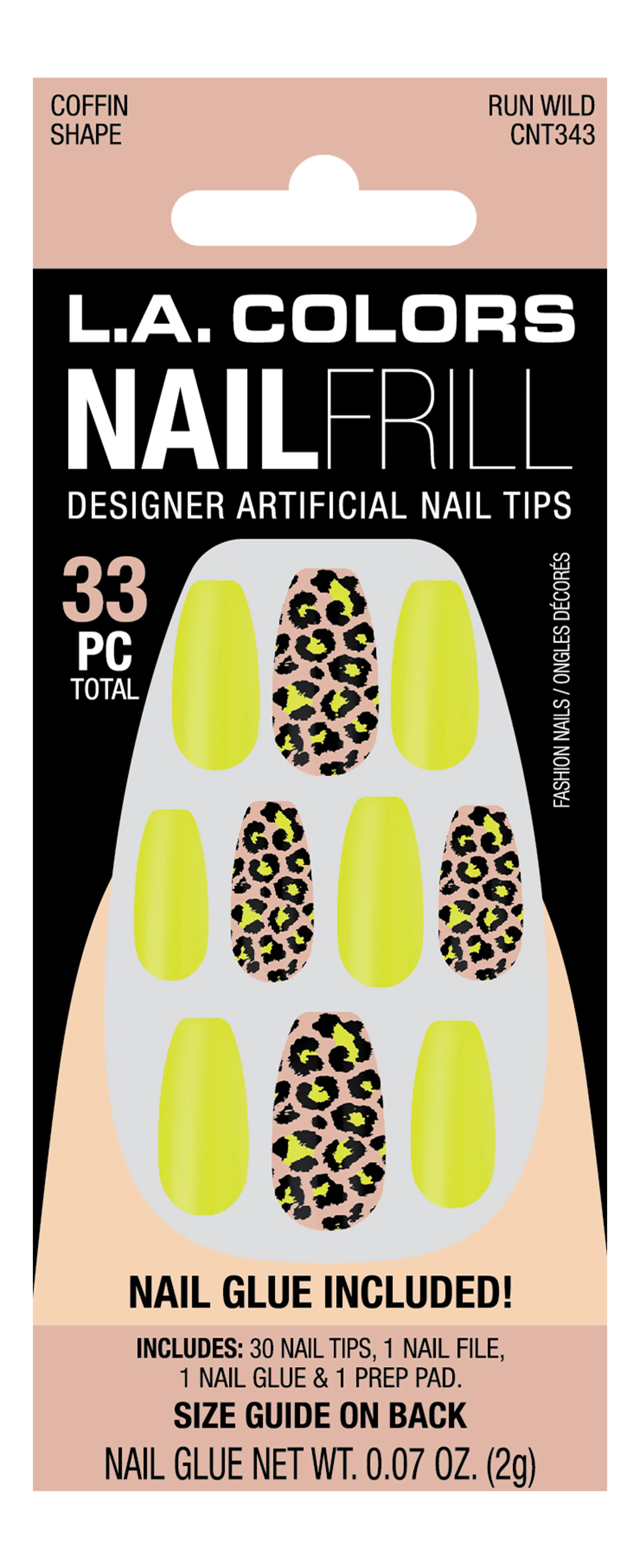 L.A. COLORS Nail Tip 33pc Nail Frill Nail Tips, Run Wild, Medium - Walmart.com | Walmart (US)