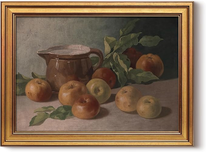 HUARCEY Gold Framed Vintage Wall Art for Living Room, Harvest Apples Still Life Oil Painting Artw... | Amazon (US)
