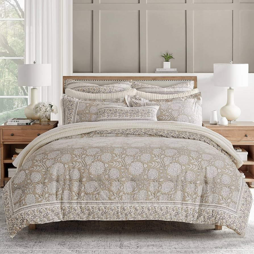 Levtex Home Adare Taupe Reversible Full/Queen Comforter Set (90x94in) with 2 Pillowcases (26x20in... | Amazon (US)