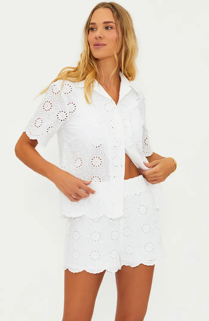 Lexie Cotton Eyelet Cover-Up Shirt | Nordstrom