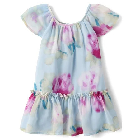 The Children's Place Baby & Toddler Girls Short Flutter Sleeve Chiffon Shift Dress, Sizes 6M-5T | Walmart (US)