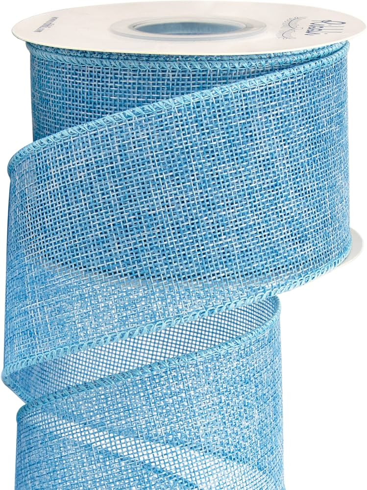 Ribbli Baby Blue Burlap Wired Ribbon,2-1/2” Inch x Continuous 10 Yard, Wired Edge Ribbon for Bi... | Amazon (US)