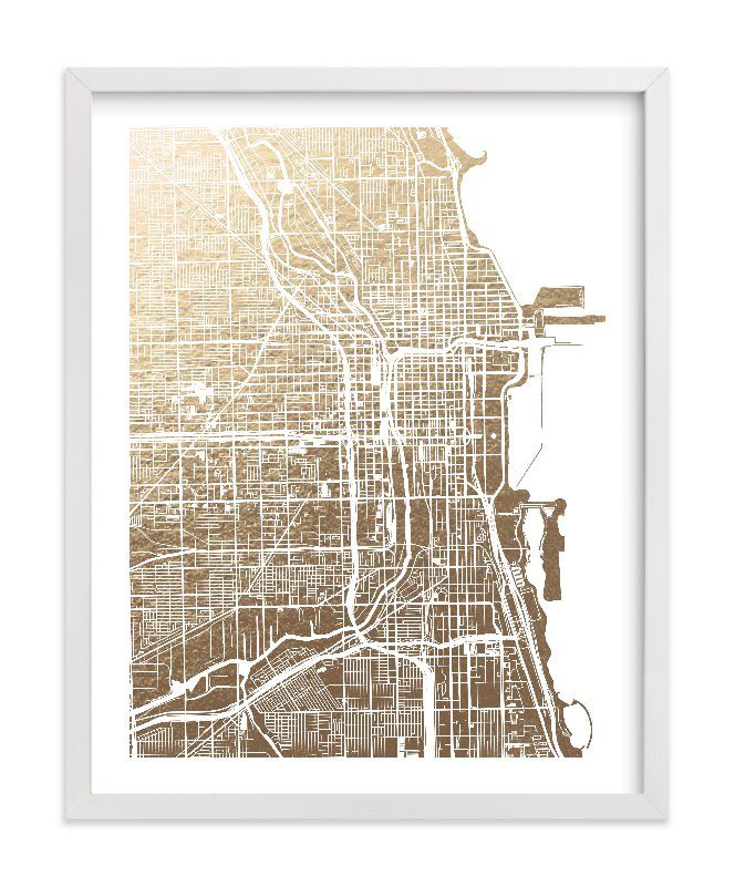 "Chicago Map" - [non-custom] Foil-pressed Art Print by Alex Elko Design. | Minted