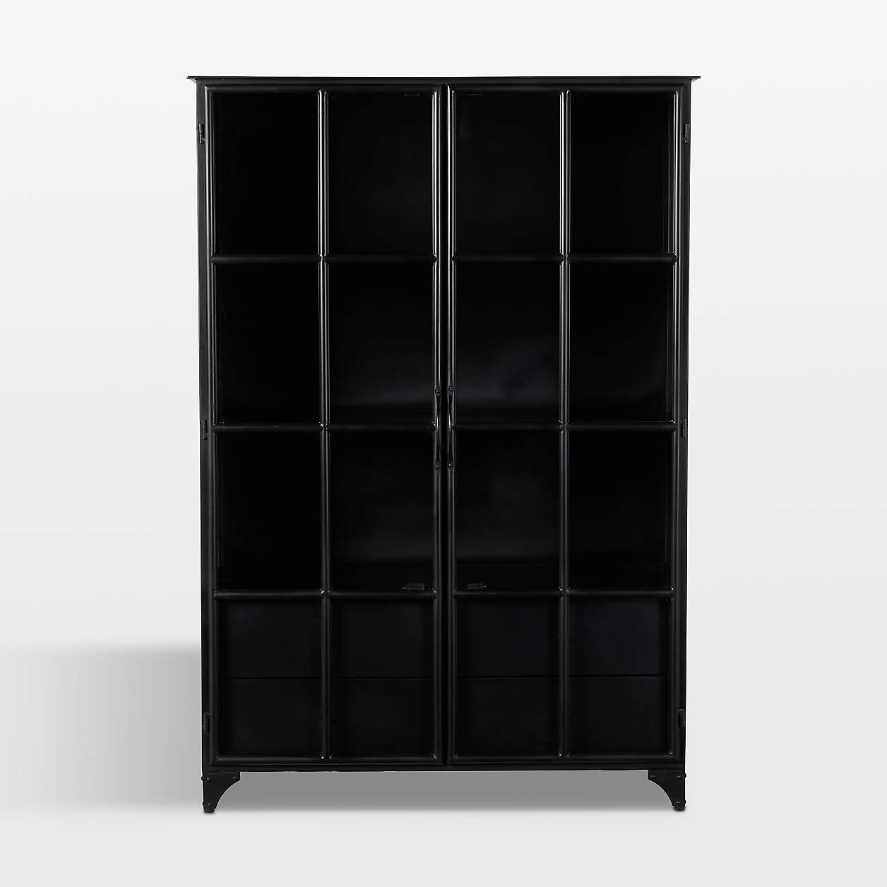Kedzie 54" Black Iron Storage Display Cabinet + Reviews | Crate & Barrel | Crate & Barrel
