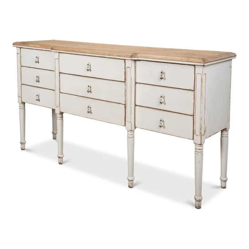 French 67" Wide 9 Drawer Pine Wood Sideboard | Wayfair Professional