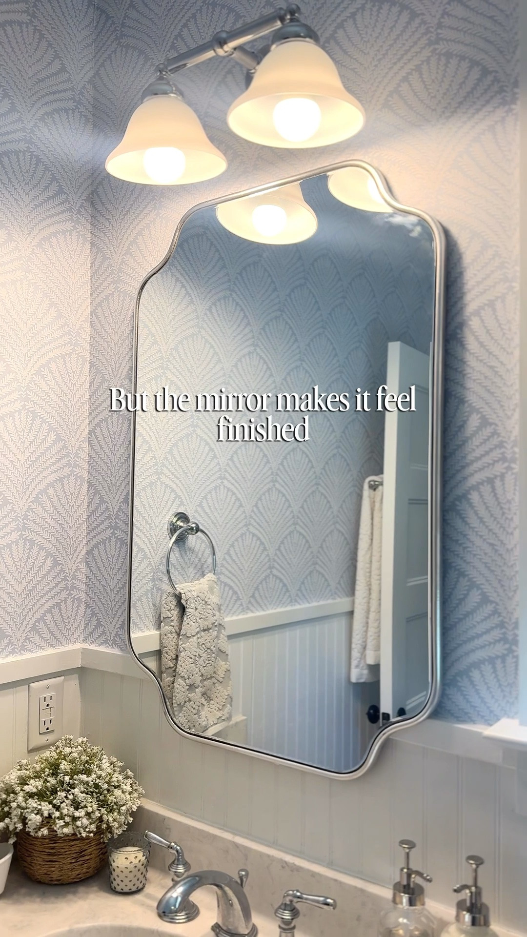 Hanging a mirror over freshly installed wallpaper sounds simple… until you remember you have to poke holes in it.

Mirror gifted by @kateandlaurel 
I finally finished wallpapering this room, enjoyed it for approximately 5 seconds, and then immediately had to start drilling into it. 😅

The anxiety was real, and the stud finder was aggressively wishy-washy. The wall behind this mirror may or may not now resemble Swiss cheese.

But the finished result? Worth it.

Follow your designer friend decorating on a budget for pretty home ideas, smart DIY fixes, and encouragement to try the thing that scares you.

#gifted #diyhomedecor #wallpaperdecor #homedecorideas #decoratingonabudget

Wallpaper installation, hanging a mirror, Kate and Laurel mirror, gifted mirror, budget friendly home updates, DIY home projects, designer look for less, wallpapered room, wall mirror styling, home decor inspiration, smart DIY fixes, affordable home design, decorating on a budget

#LTKstorytime #LTKvlog #LTKHome