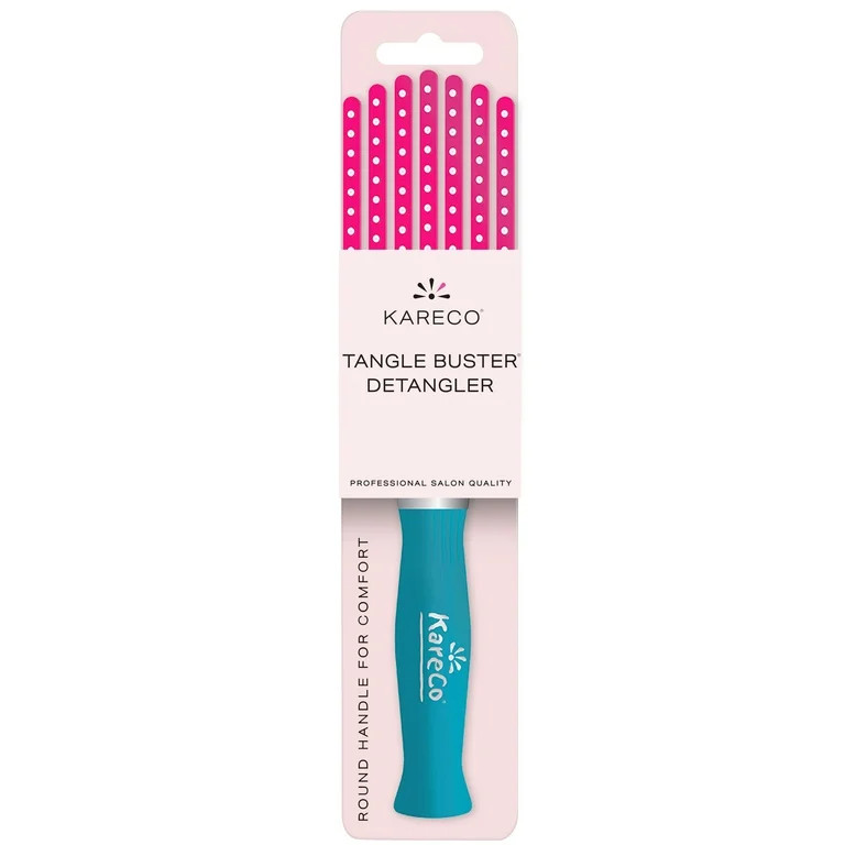 KareCo Mini Tangle Buster Flexible Professional Hair Brush, Pink & Teal, Synthetic Bristles | Walmart (US)