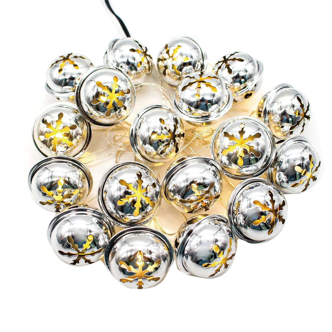 Indoor 18-Count Battery-Operated LED Novelty Bell Garland Christmas String Lights, Silver, 6.5', ... | Walmart (US)