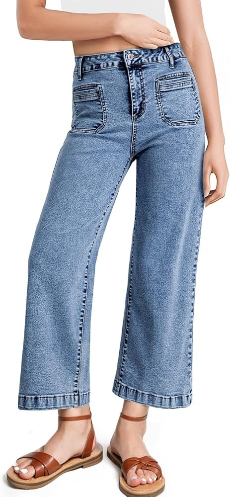 Astylish Womens Jeans Wide Leg High Waisted Stretchy Straight Leg Jeans Trendy Ankle Denim Pants ... | Amazon (US)