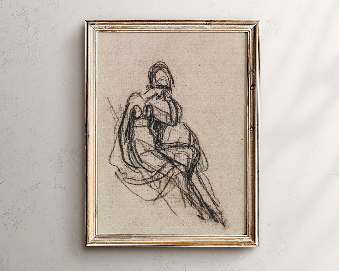 Antique Neutral Figure Sketch / Drawing Vintage Study PRINTABLE / Digital Art Print - Etsy | Etsy (US)