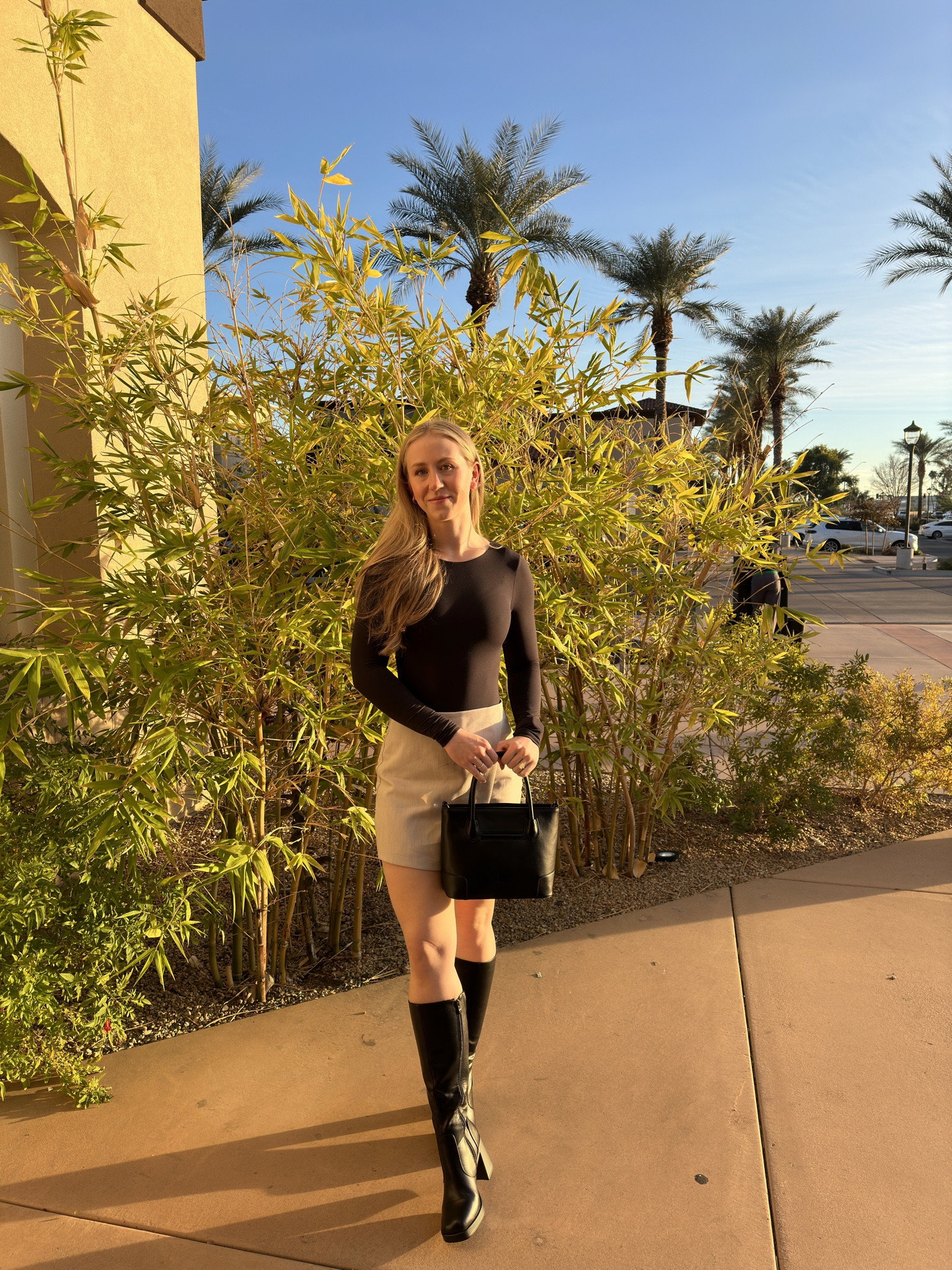 Bodysuit size S
Skirt size S
Boots size 8 (true to size)
