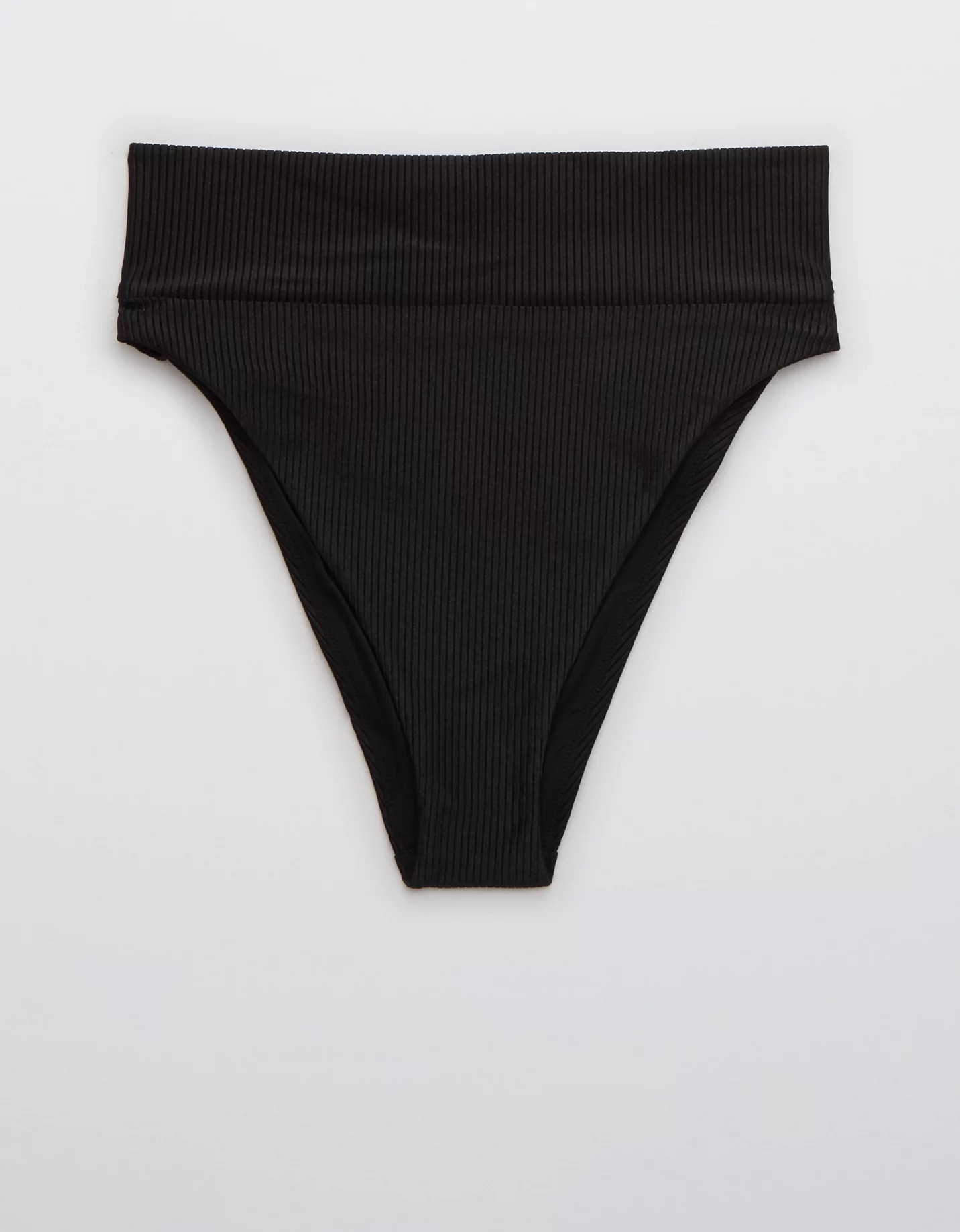 Aerie Ribbed Shine High Cut Cheeky Bikini Bottom | American Eagle Outfitters (US & CA)