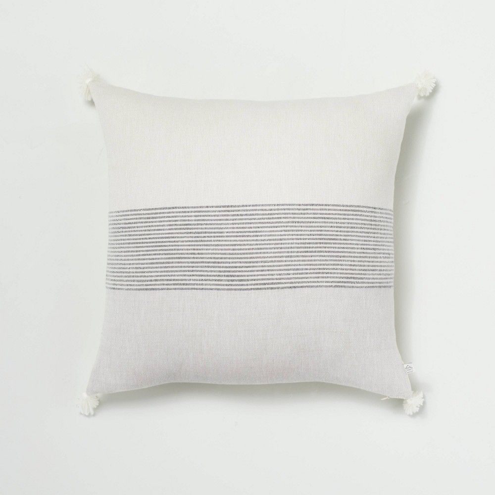 18"" x 18"" Mini Stripe Color Block Bed Pillow Neutrals - Hearth & Hand with Magnolia | Target