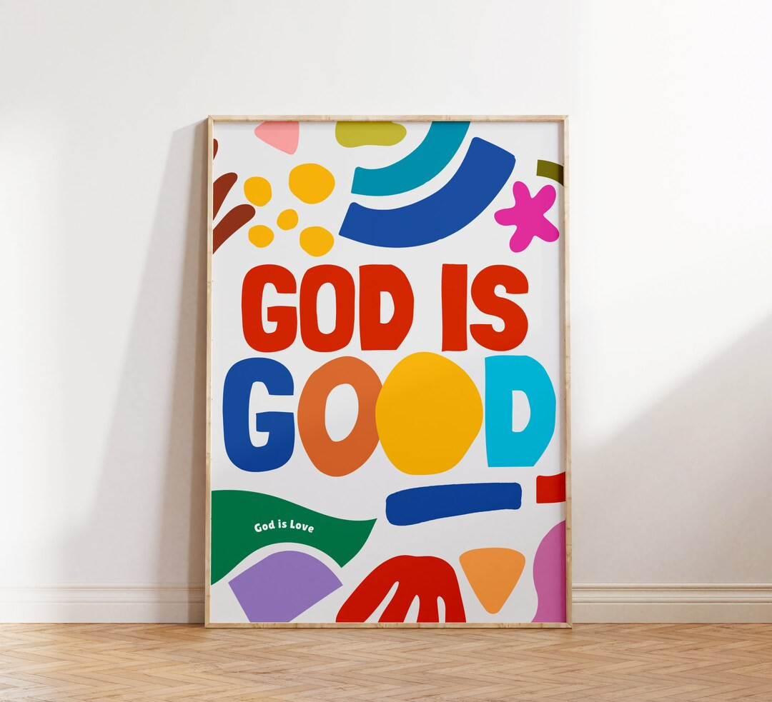 Retro Christian Wall Print, God is Good, Christian Poster, Bible Verse, Digital Download, Wall De... | Etsy (US)