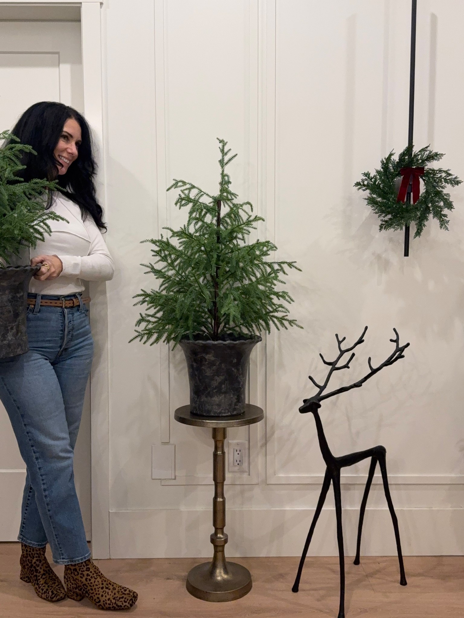 Finding a home for the big reindeer😁.. he will look great anywhere though🤎🤎
Styling for the holidays. 
Christmas home 

#LTKHoliday #LTKSeasonal #LTKHome