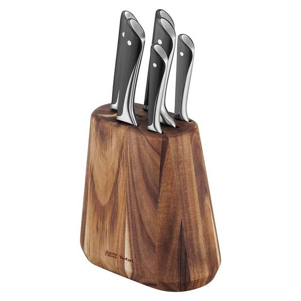 Buy Tefal Jamie Oliver 6pc Knife Set with Acacia Wood Block | Knives and knife blocks | Argos | argos.co.uk