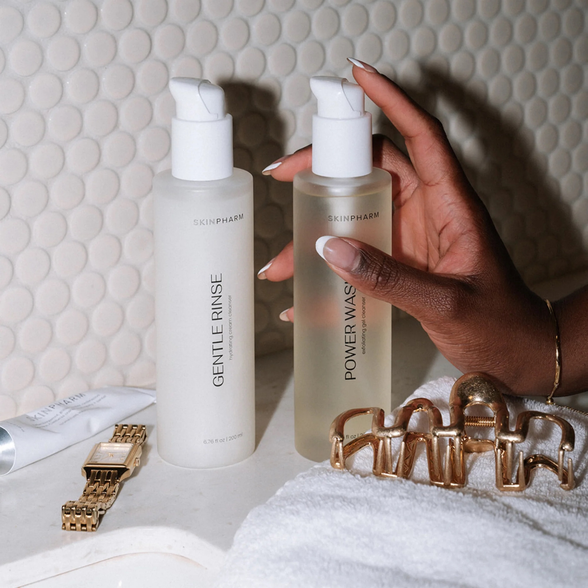 Skinpharm Double Cleanse Duo.

 This two-step ritual purifies skin for a more thorough cleanse.

Begin with Gentle Rinse to melt away makeup, SPF and buildup without stripping. Follow with Power Wash to deeply clean pores and exfoliate. You’ll feel refreshed and ready for the rest of your routine!

#LTKBeauty #LTKOver40