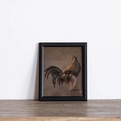 Vintage Rooster Oil Painting Framed Art | luxe bCO