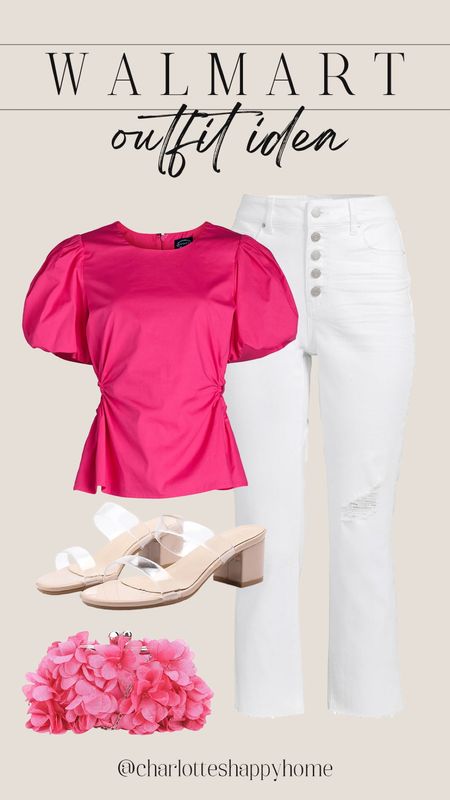 Cute summer outfit idea from Walmart! 

#walmartfinds

Walmart finds. Walmart fashion. Walmart summer style. Walmart pink puff sleeve summer top. Walmart white jeans. Walmart clear heels. Summer date night outfit  

#LTKSeasonal #LTKStyleTip #LTKFindsUnder100