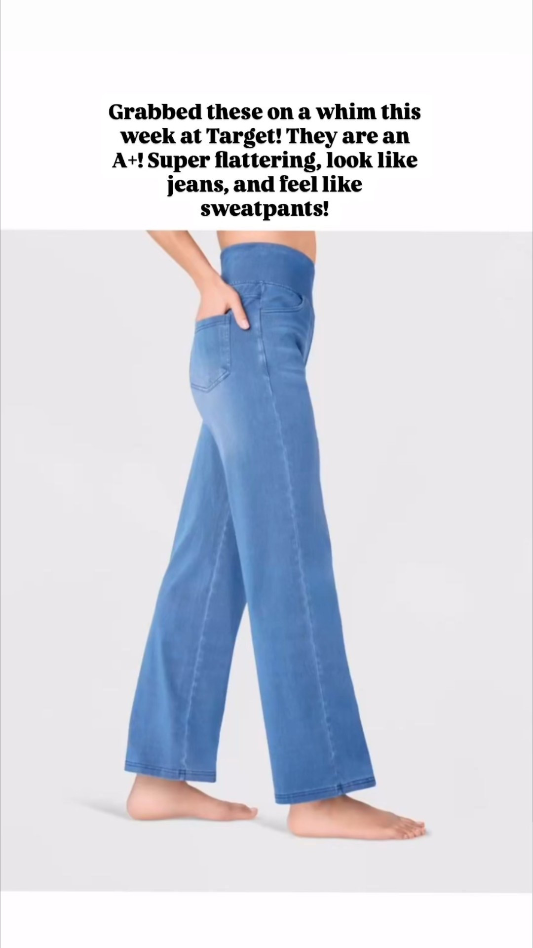 Tummy control sweatpants jeans from Target! These are phenomenal!