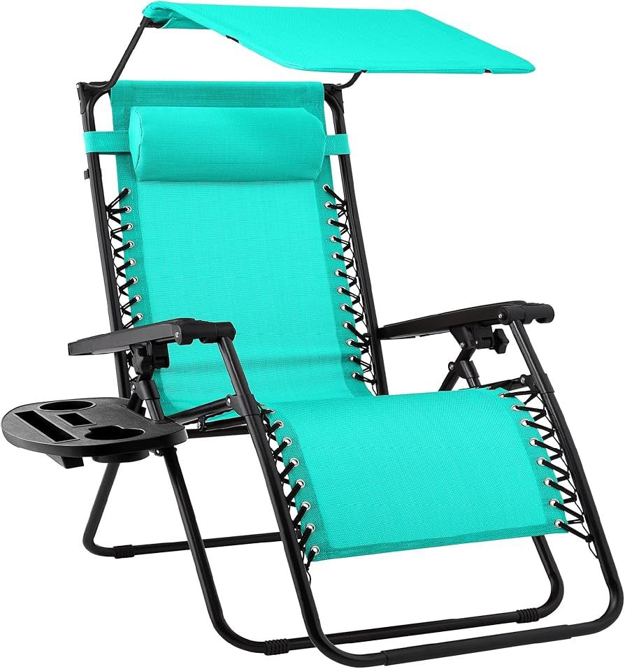 Best Choice Products Folding Zero Gravity Outdoor Recliner Patio Lounge Chair w/Adjustable Canopy... | Amazon (US)