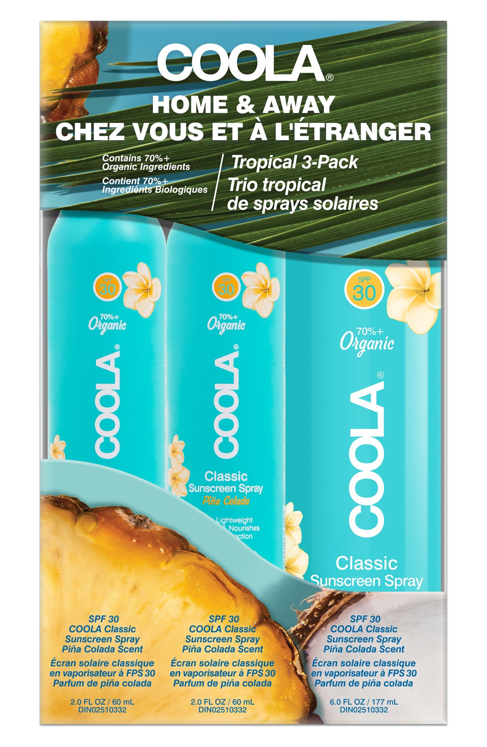 Suncare Home & Away 3-Pack Classic Body Sunscreen Spray Piña Colada SPF 30 | Nordstrom