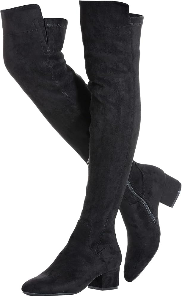 Mtzyoa Thigh High Block Heel Boot Women Pointed Toe Stretch Over The Knee Boots | Amazon (CA)