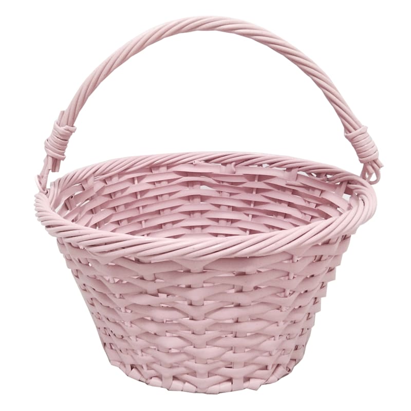 Round Woven Easter Basket, Pink | At Home