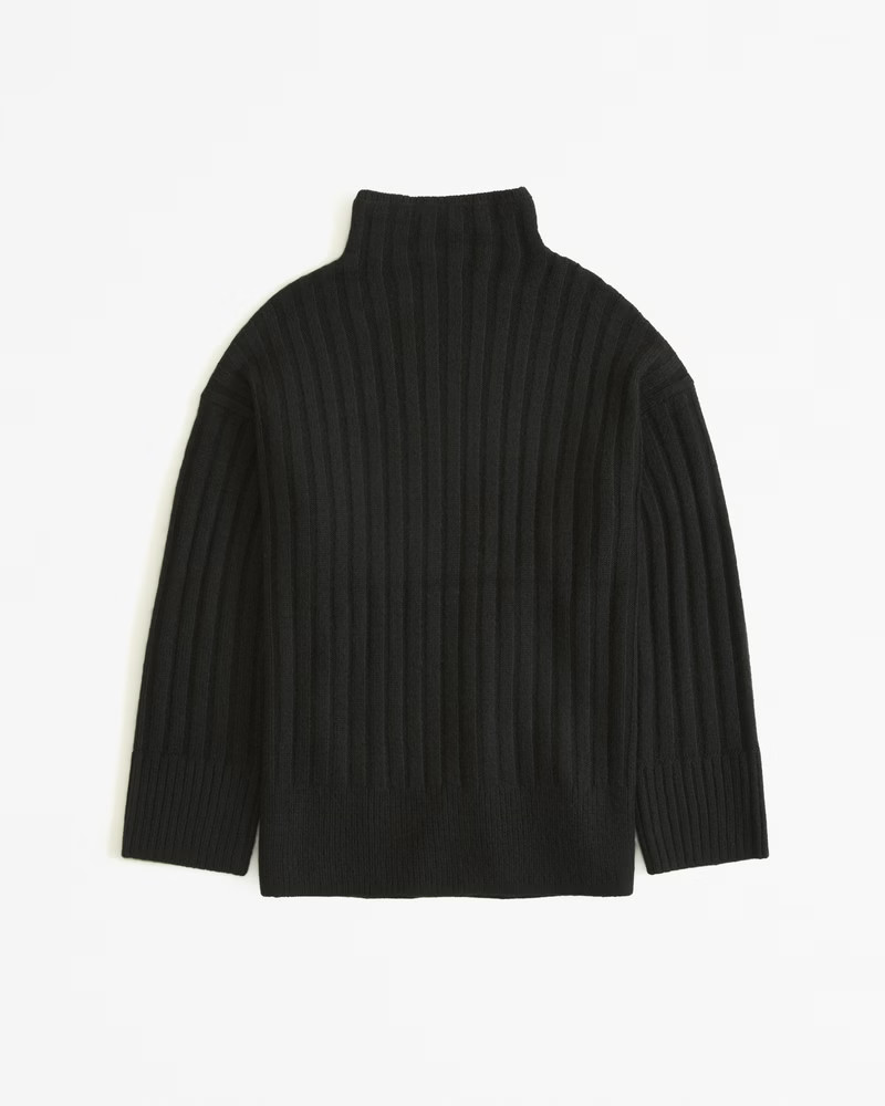 Women's Long-Length Ribbed Funnel Neck Sweater | Women's Tops | Abercrombie.com | Abercrombie & Fitch (US)
