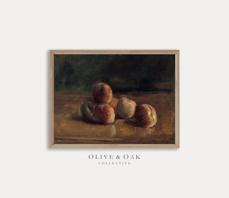 Moody Kitchen Art Print / Vintage Oil Painting / Peach Still | Etsy | Etsy (US)