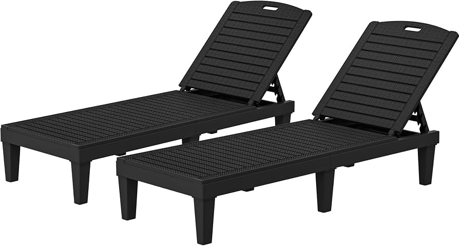 YITAHOME Outdoor Chaise Lounge Chair, Plastic Pool Chaise Lounge with 5-Position Backrest, Easy A... | Amazon (US)