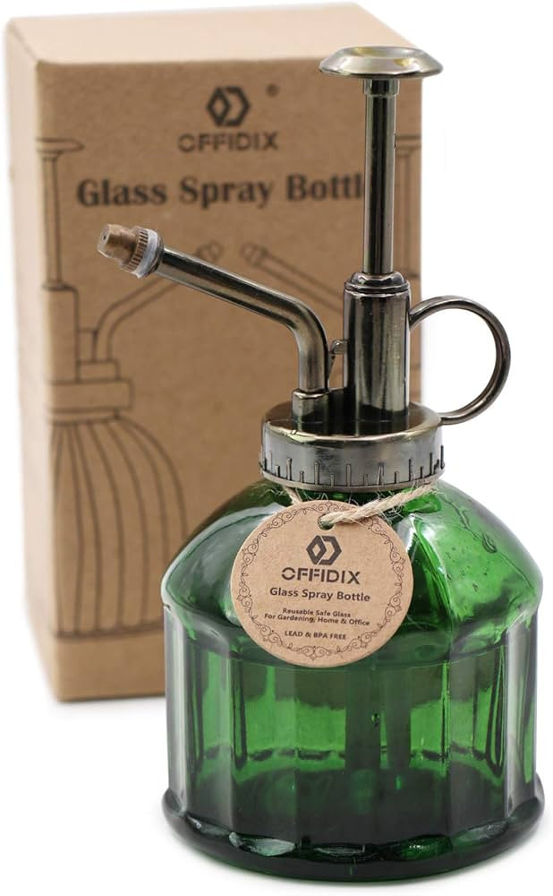 OFFIDIX Glass Plant Mister, 6.3 Inches Tall Vintage Style Spritzer Bronze Plastic Top Pump One Ha... | Amazon (US)