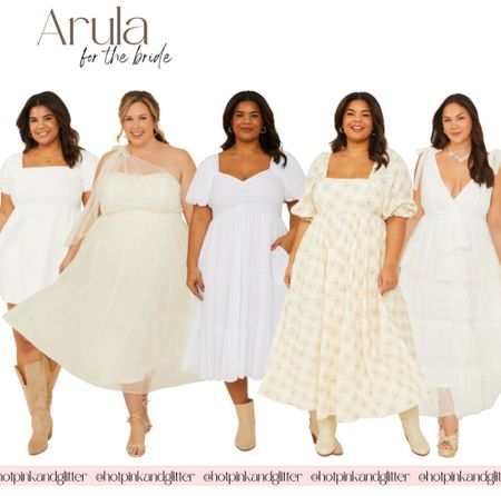 Plus size wedding white dresses perfect for all your bridal occasions including engagement photos, bridal shower, bachelorette party, welcome and rehearsal dinner, or even your wedding day! 

#LTKplussize #LTKstyletip
