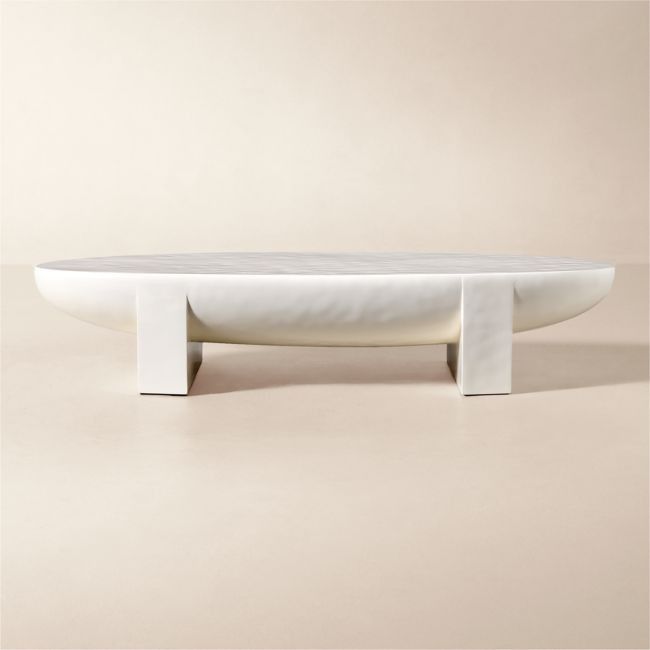 Estelle 66"" Oval White Resin Coffee Table | CB2