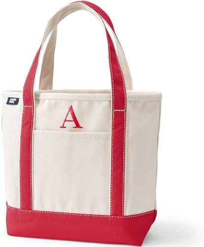 Amazon.com: Lands' End Pre-Monogram Letter K Canvas Pocket Tote Natural/radiant Navy Medium Regul... | Amazon (US)