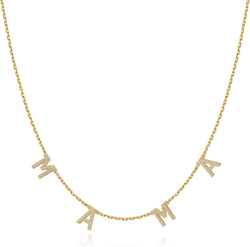 Tesmony Gifts for Mom from Daughter Mama Necklace 18K Gold Plated Dainty Tiny Small Cute Simple M... | Amazon (US)