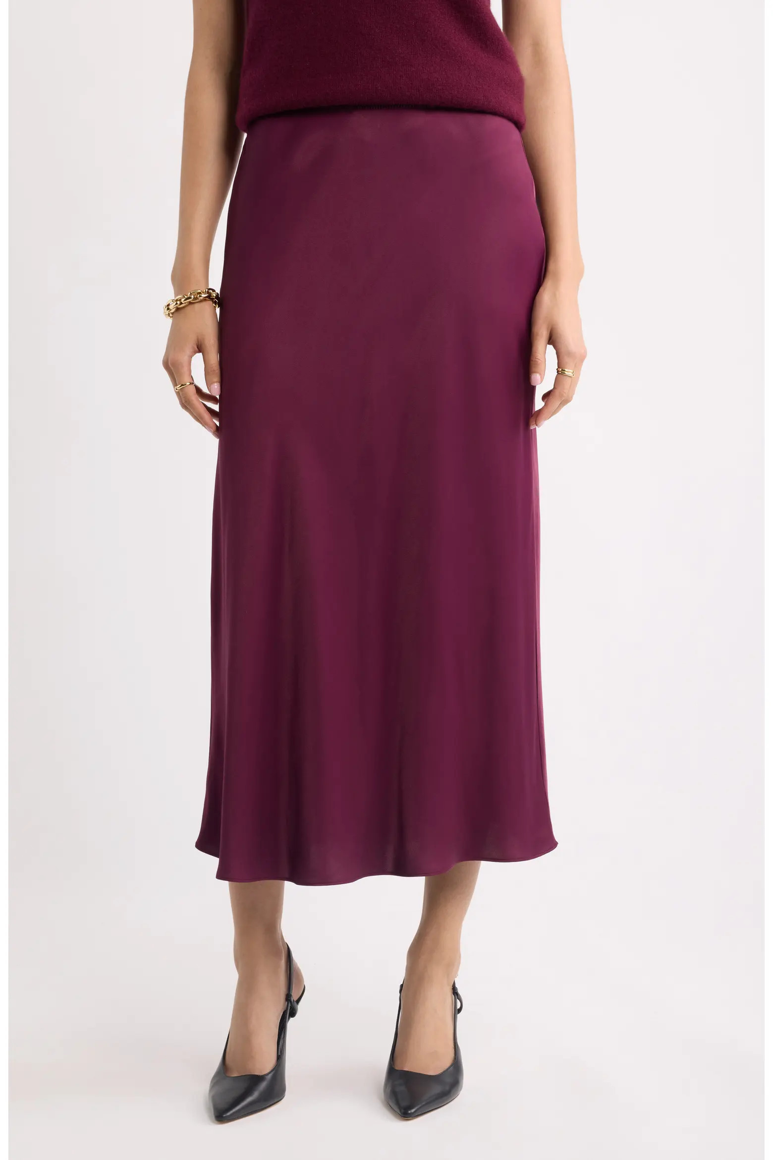 Nordstrom Bias Cut Satin Midi Skirt (Women) | Nordstrom | Nordstrom
