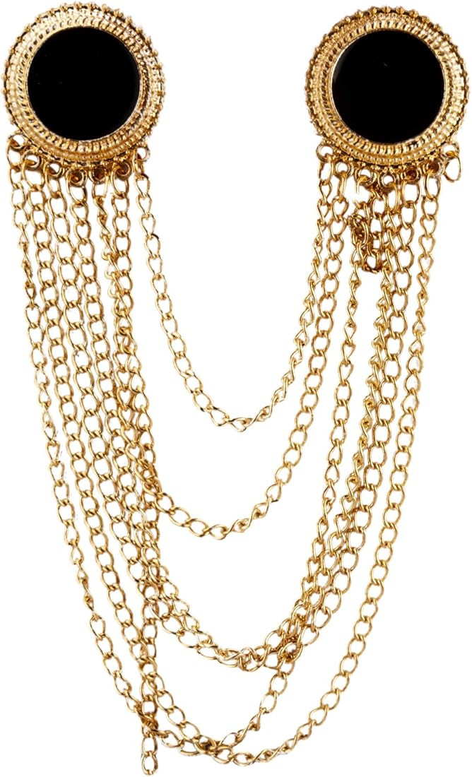 Knighthood Round Block Enamel with Gold Chain Brooch | Amazon (US)