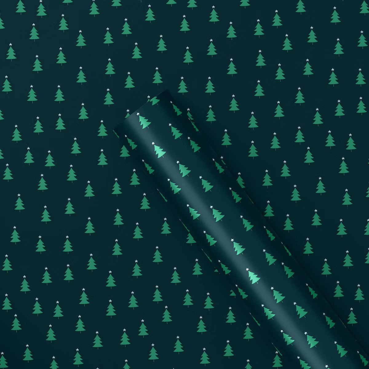 40" 125 sq ft Christmas Roll Wrap Trees on Green - Wondershop™ | Target