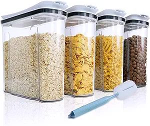 FreshKeeper Cereal Containers Storage Set, Airtight Food Storage Container with Lid 4L/135.2oz,4P... | Amazon (US)