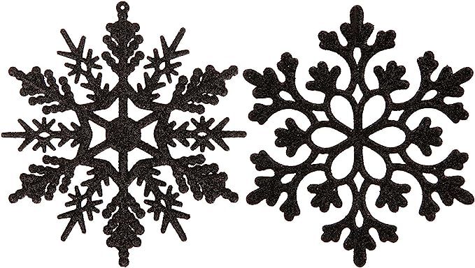 Sea Team Plastic Christmas Glitter Snowflake Ornaments Christmas Tree Decorations, 4-inch, Set of... | Amazon (US)