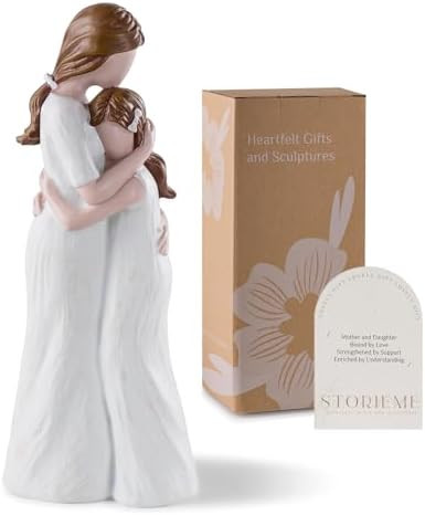 Storieme Mother Daughter Figurines Gift: Hand-Painted Mother Embracing Daughter Resin Figurines S... | Amazon (US)