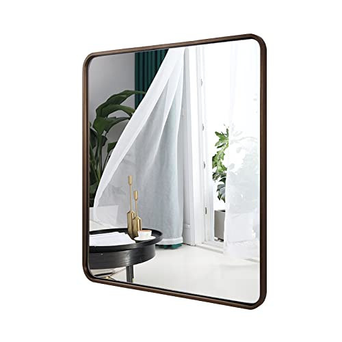 ANDY STAR Bronze Bathroom Mirror, 30x36 Inch Oil Rubbed Bronze Mirror, Bronze Mirrors for Wall, Bronze Vanity Mirror Metal Framed, Iron Tube, 1’’ Deep, Wall-Mounted Horizontally/Vertically | Amazon (US)