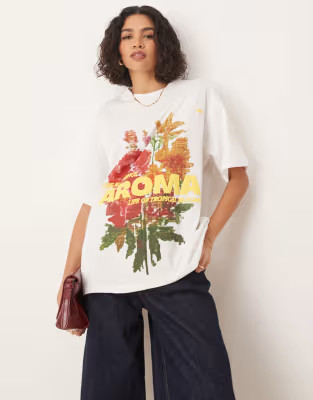 ASOS DESIGN oversized t-shirt with aroma floral graphic in white | ASOS | ASOS (Global)