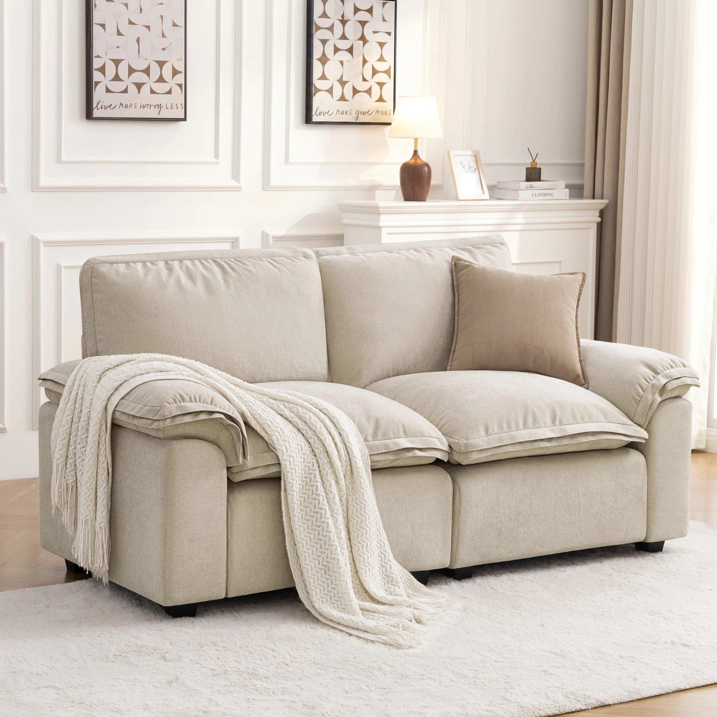 Latitude Run\u00ae 72" Chenille Upholstered Cloud Sofa 2-Seater Couch Comfy Loveseat Sofa for Apa... | Wayfair North America