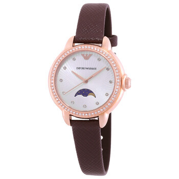 Mia Quartz Moon Phase Crystal Silver Dial Ladies Watch | Jomashop.com & JomaDeals.com