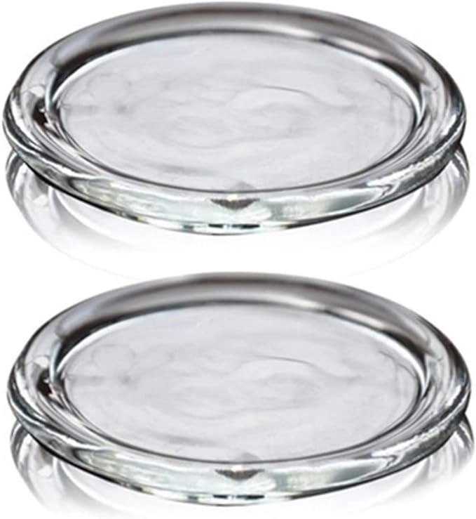 2 Pack Glass Candle Holder 4" Clear Beautiful Transparent Round Candle Plate… | Amazon (US)