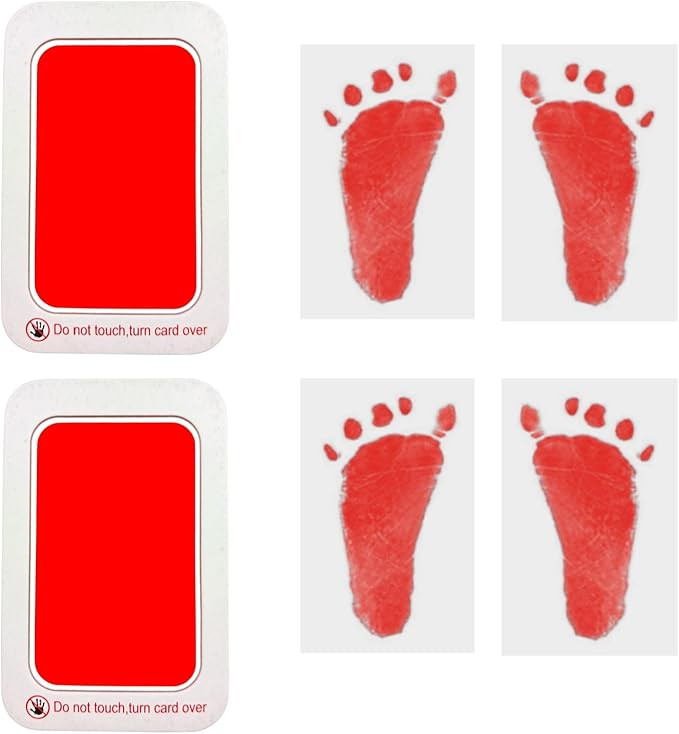 Baby Footprint and Handprint Kit, 2 Red Inkless Print Pads + 4 Imprint Cards, Dog Paw Print Kit C... | Amazon (US)