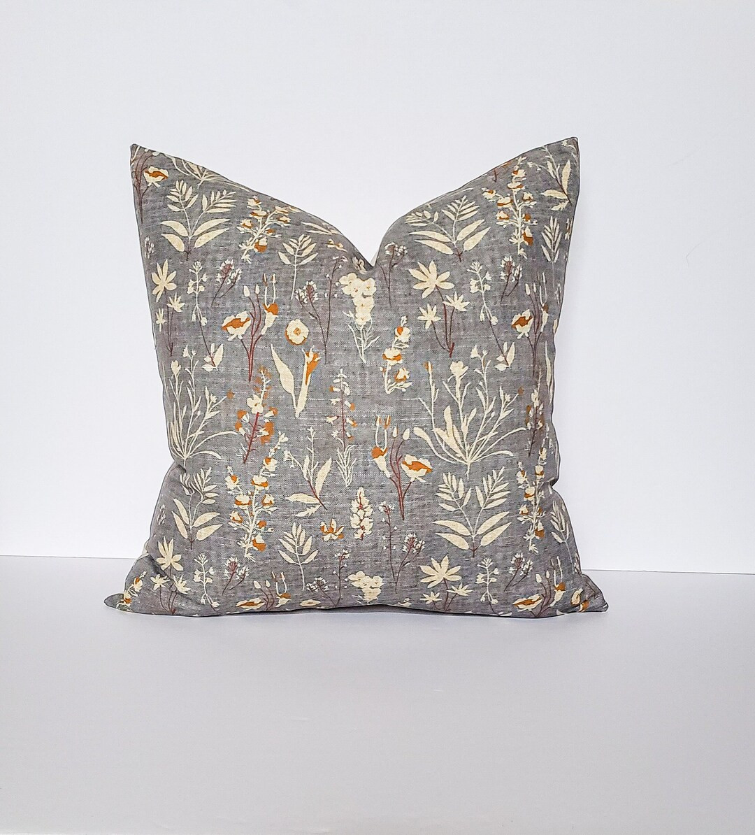 Steel Blue and Rust Pillow Cover/wildflower Accent Throw - Etsy | Etsy (US)
