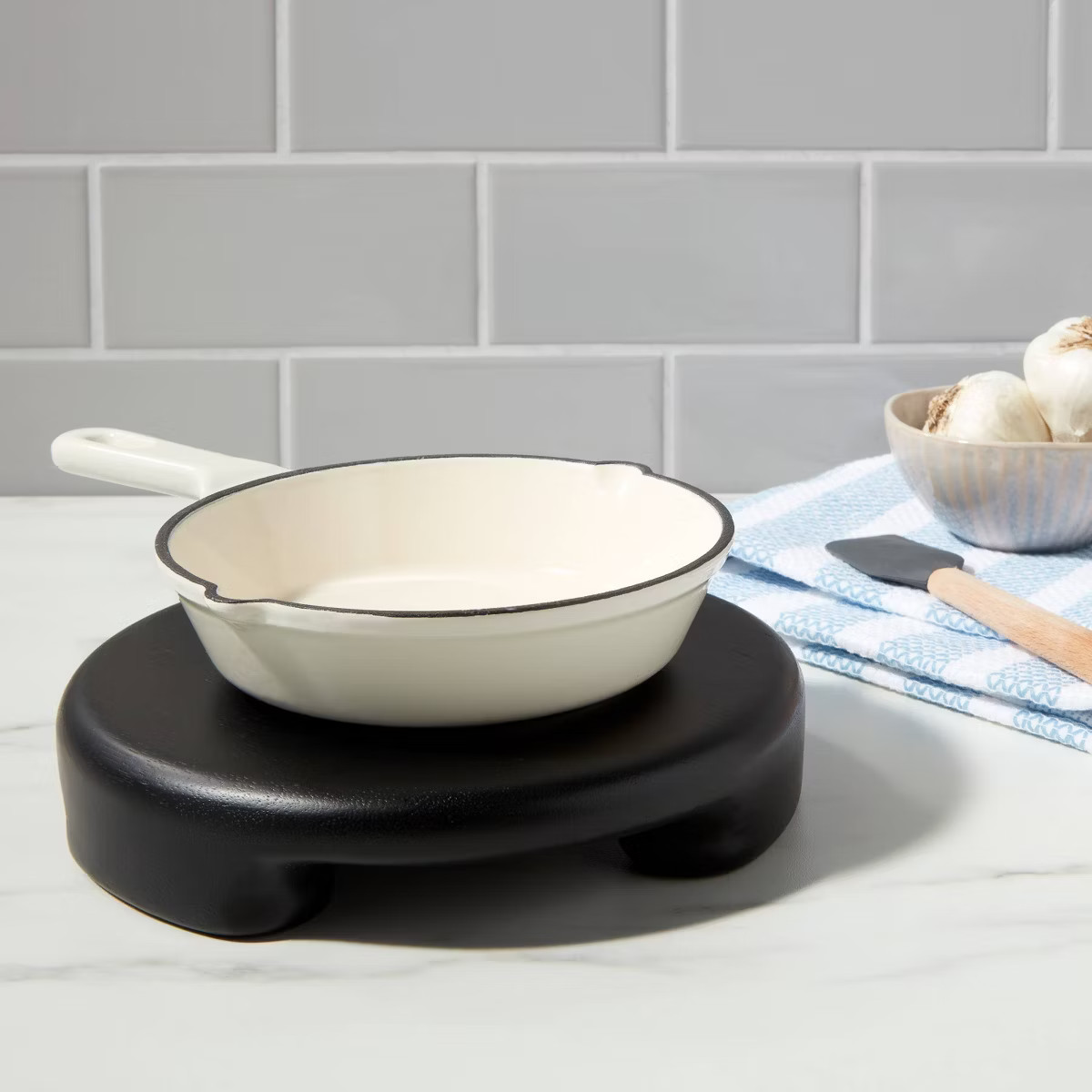 8" Acacia Modern Elevated Trivet Black - Threshold™ | Target